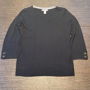 Banana Republic Three-Quarter Sleeve Black Sweater